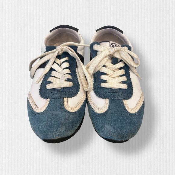 Tory Burch Hank Sneakers Nylon/Suede‎ White/Blue Size 9.5M - Picture 2 of 10